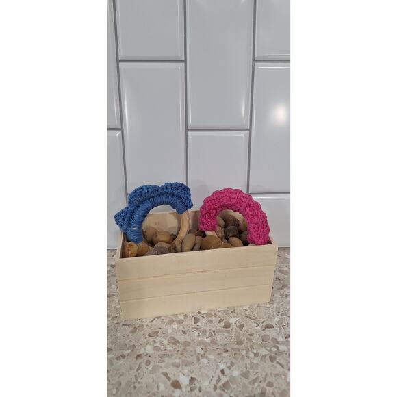 Wooden teething rings - hand made crochet - Picture 2 of 6